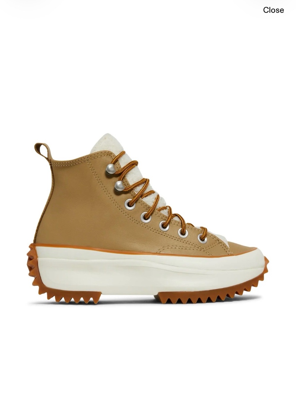 Worn twice. Converse Run Star Hike High Sherpa Platform Sneakers in Nomad Khaki
